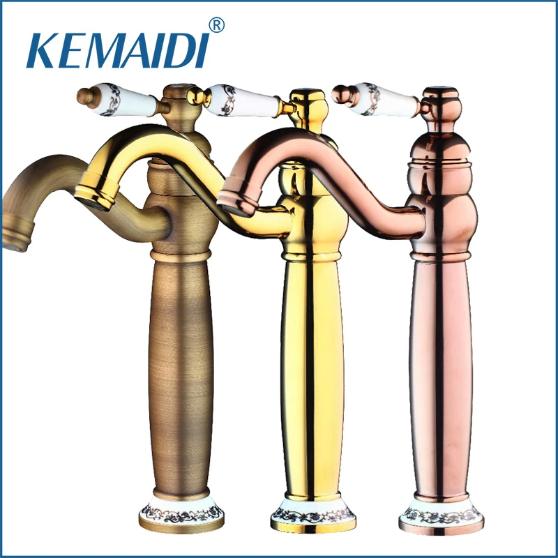 

KEMAIDI Retro Bathroom Basin Faucet Rose Gold 360 Swivel Tap Banheiro Torneira Hot Cold Water Mixer 1 Handle Deck Mount Faucets