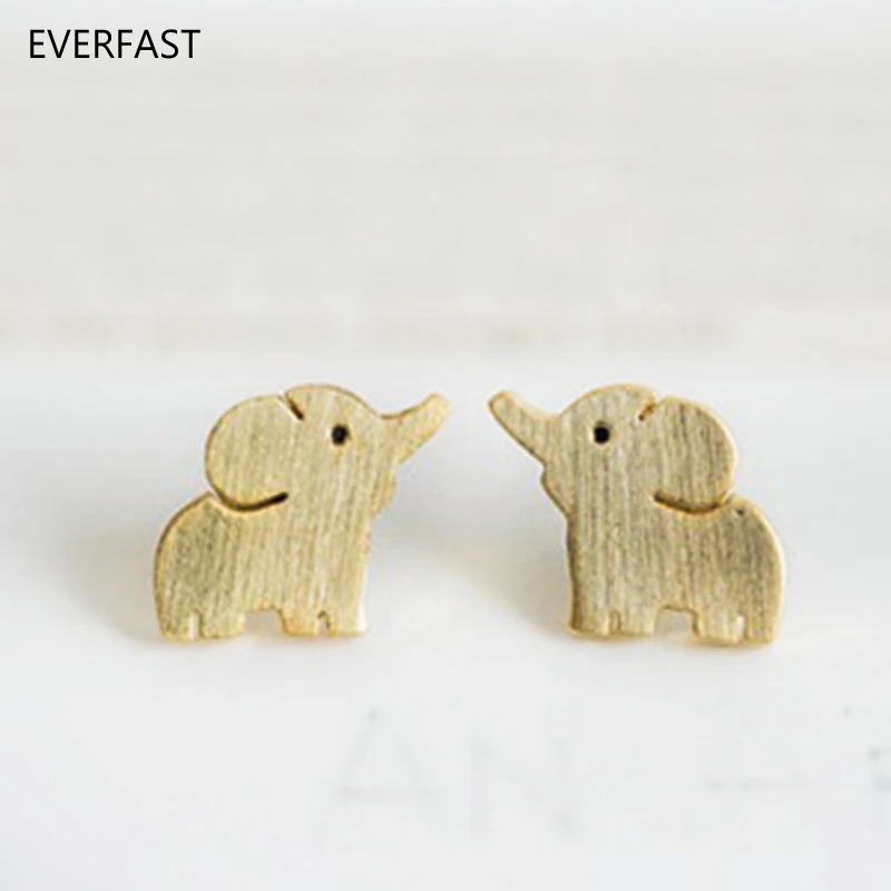 Everfast 1 пара милый слоненок серьги-гвоздики Медь Материал серебро, золото, розовое золото цвет женские ювелирные изделия аксессуары