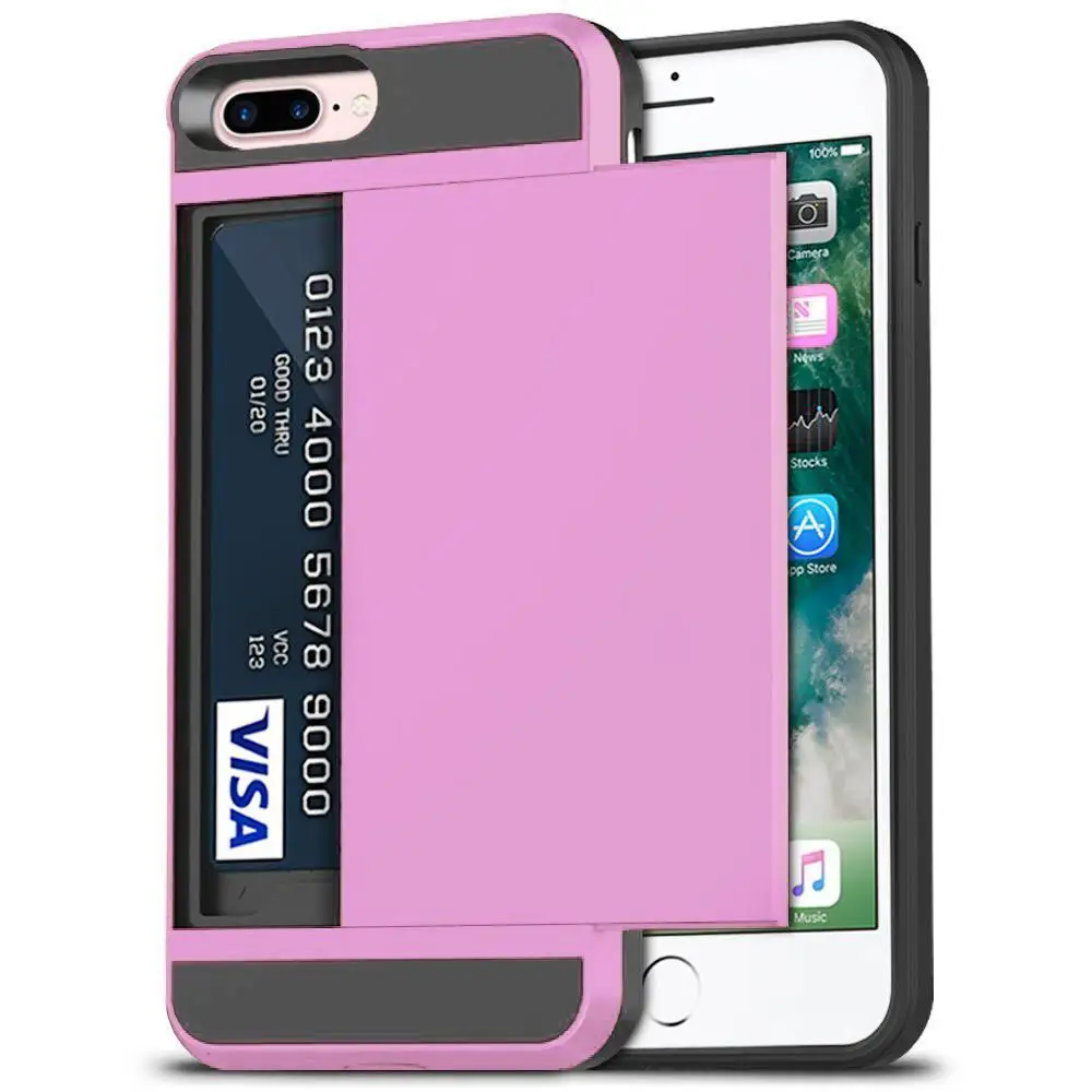 Чехол для iPhone 5 5S SE для карт 6, 6 S, 7, 8 Plus, 7+, 8+, чехол со слотом для карт, чехол для iPhone X, XS, XR, XS, MAX, 10, чехол - Цвет: Pink
