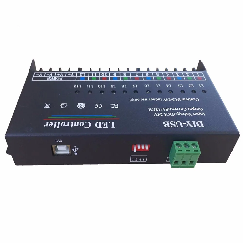 12 канальный DMX декодер DMX512 контроллер USB диммер драйвер постоянного тока 5 в 24 В