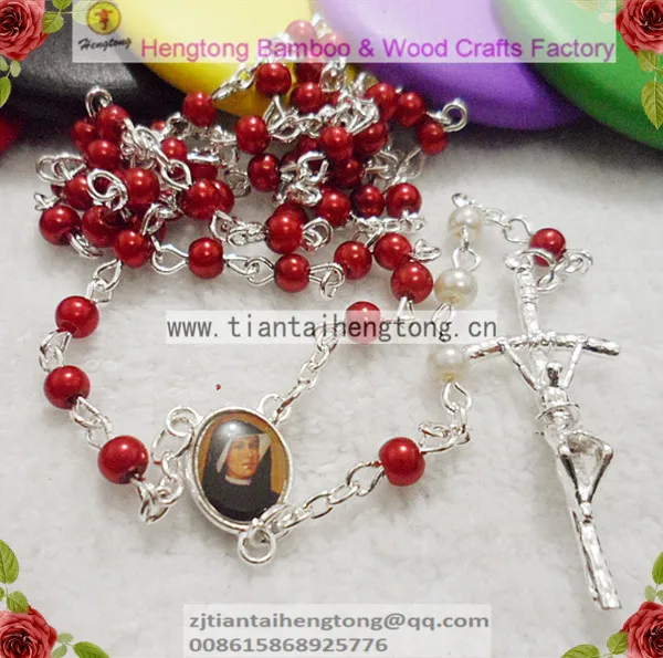 10 штук упак. 4 мм жемчужная и красная стеклянная Розария из искусственного