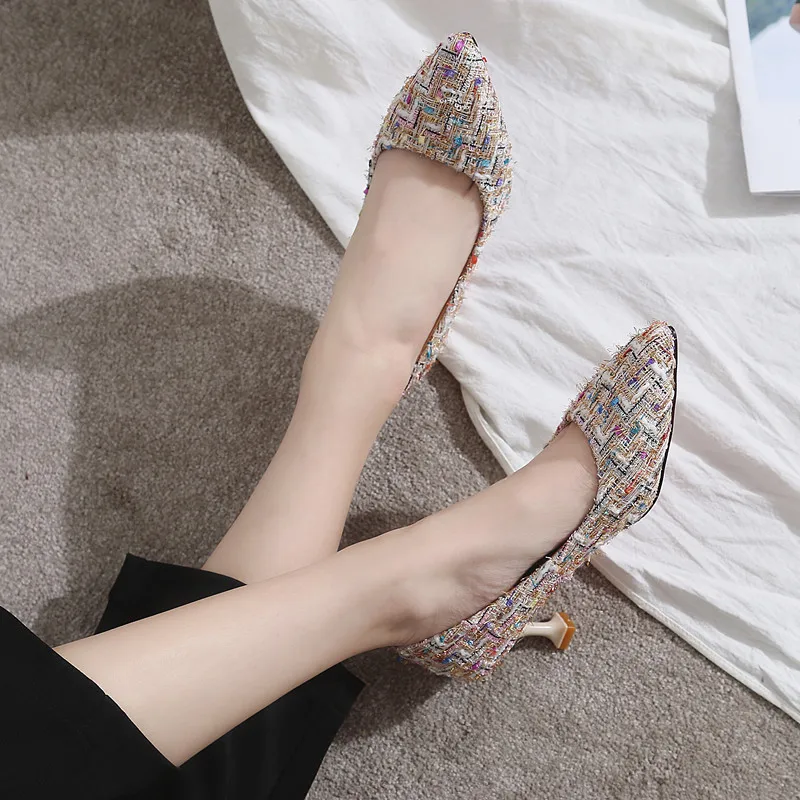 Women Pumps Stilettos Middle Heels For Office Shoe European American Style 2022 Pointed Shallow Ladies Pump Shoes | Обувь