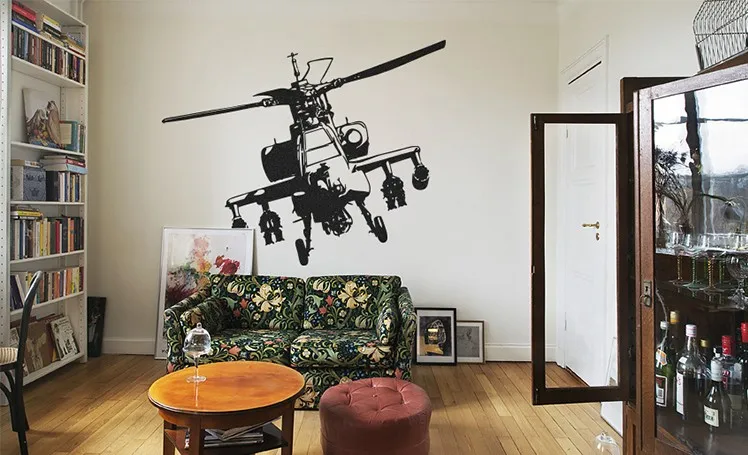 Настенная Наклейка сделай сам Боевой вертолет самолет обои настенная роспись