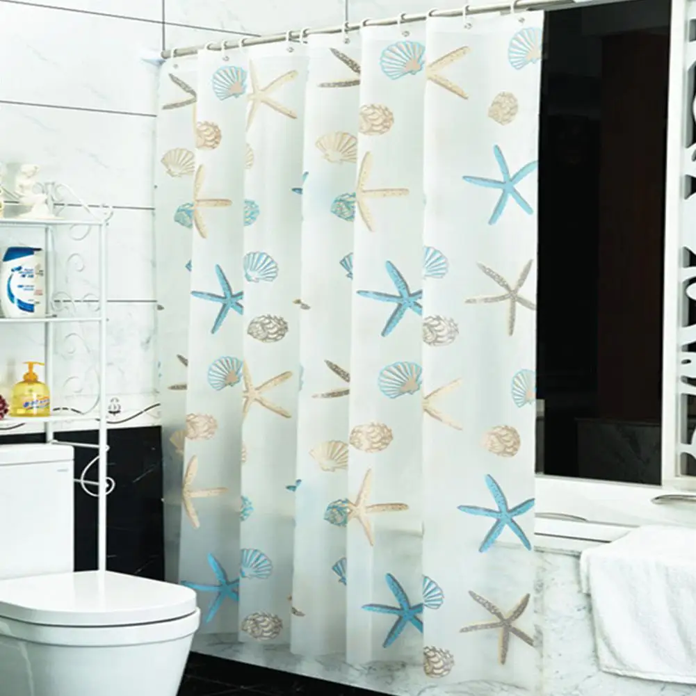 

HobbyLane Bathroom Starfish Style Shower Curtain Liner Waterproof Mildew Proof PEVA Translucent for Room