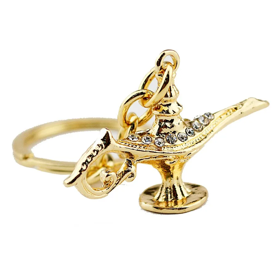 Брелок для ключей с лампой Аладдина для влюбленных женщин, роскошные Подвески с кристаллами, брелок для автомобиля, стразы, держатель для ключей на удачу