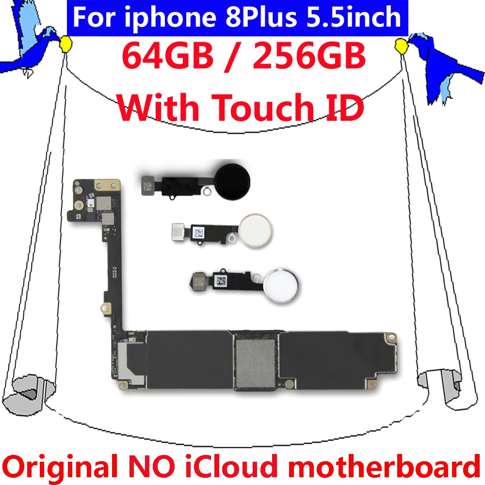 Чистая материнская плата iCloud IOS с/без touch ID для iphone 8 Plus 64 Гб 256 ГБ оригинальная +