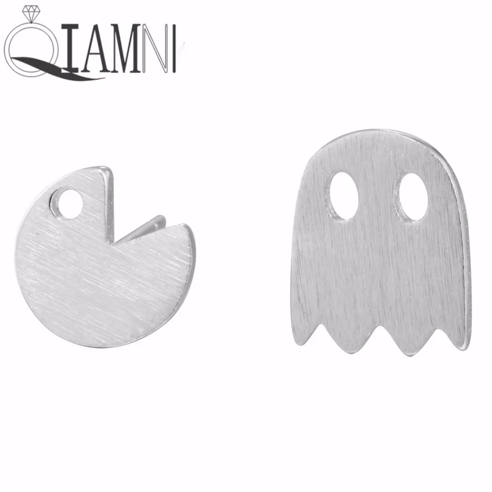 Женские серьги гвоздики QIAMNI Pacman Ghost Game Post подарок на день рождения ювелирные