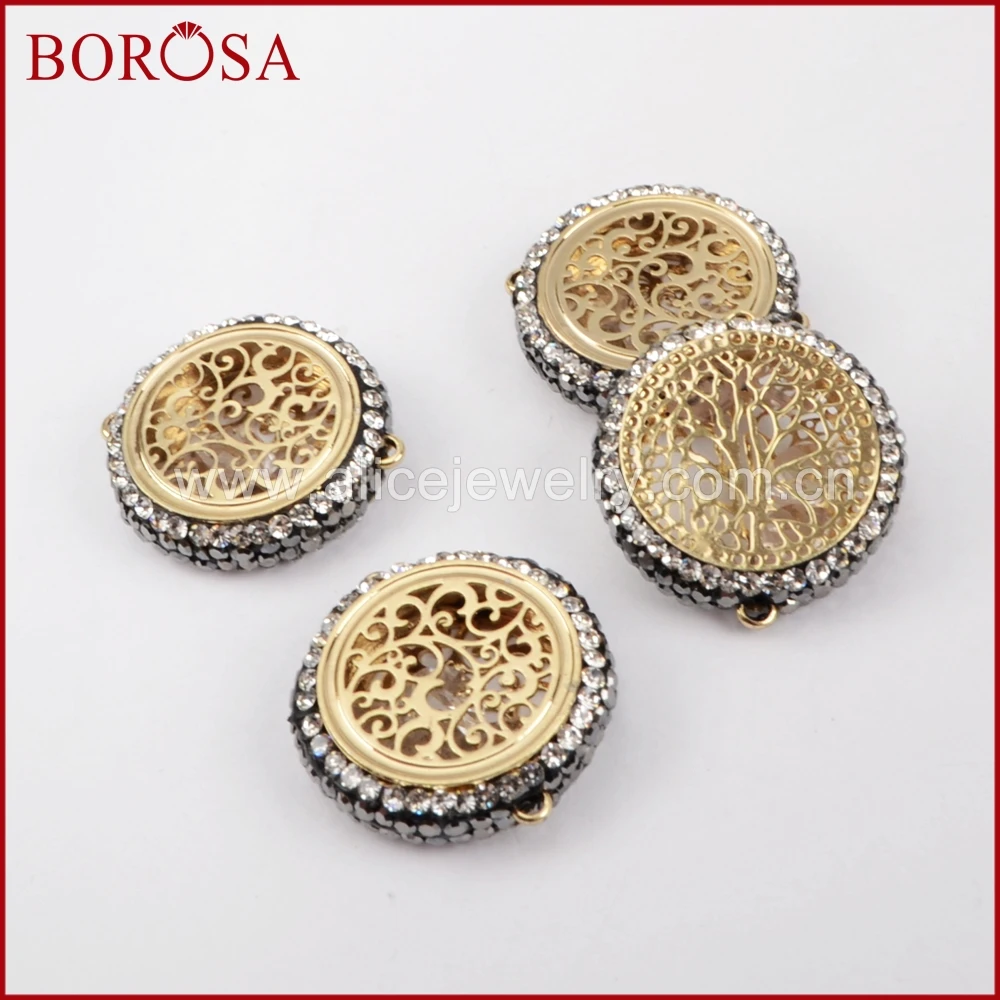 Женский круглый коннектор BOROSA 22 мм с кристаллами и стразами цирконием