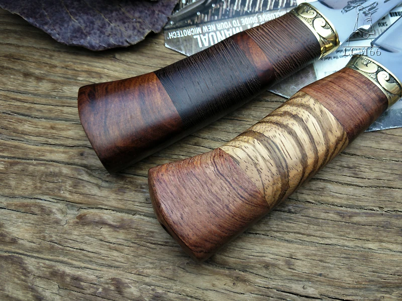 LCM66 Hunting knife retro Tactical Small Fixed Knives,Copper head+solid wood handle Survival Knife,Camping Rescue Paring knife