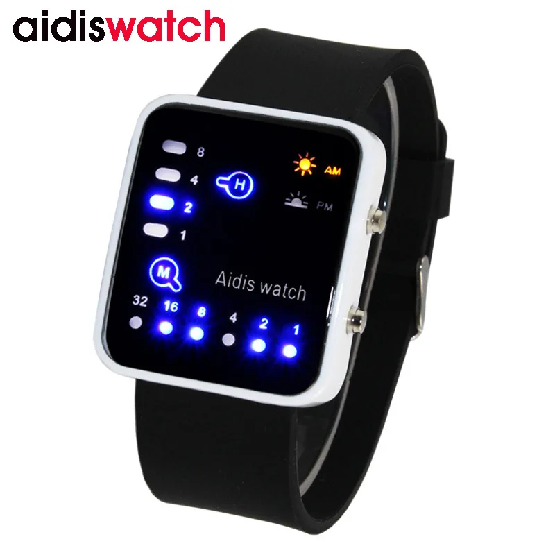 Мужские Аналоговые бинарные Водонепроницаемые светодиодные светящиеся