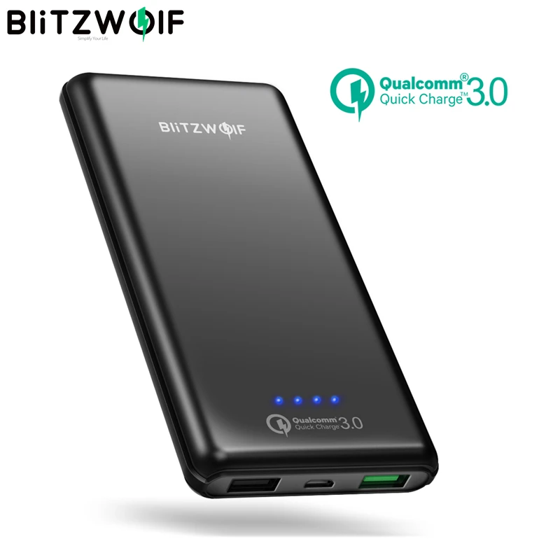 BlitzWolf 10000 мАч QC3.0 power Bank Dual USB зарядное устройство 18 Вт полимерное быстрое Внешний
