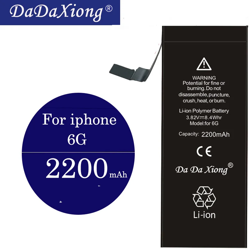 Da Xiong аккумулятор для телефона для iPhone 6G 6 s Plus, максимальная емкость, сменные батареи, литий-полимерная батарея, Бесплатные инструменты - Цвет: 2200mAh For iphone 6