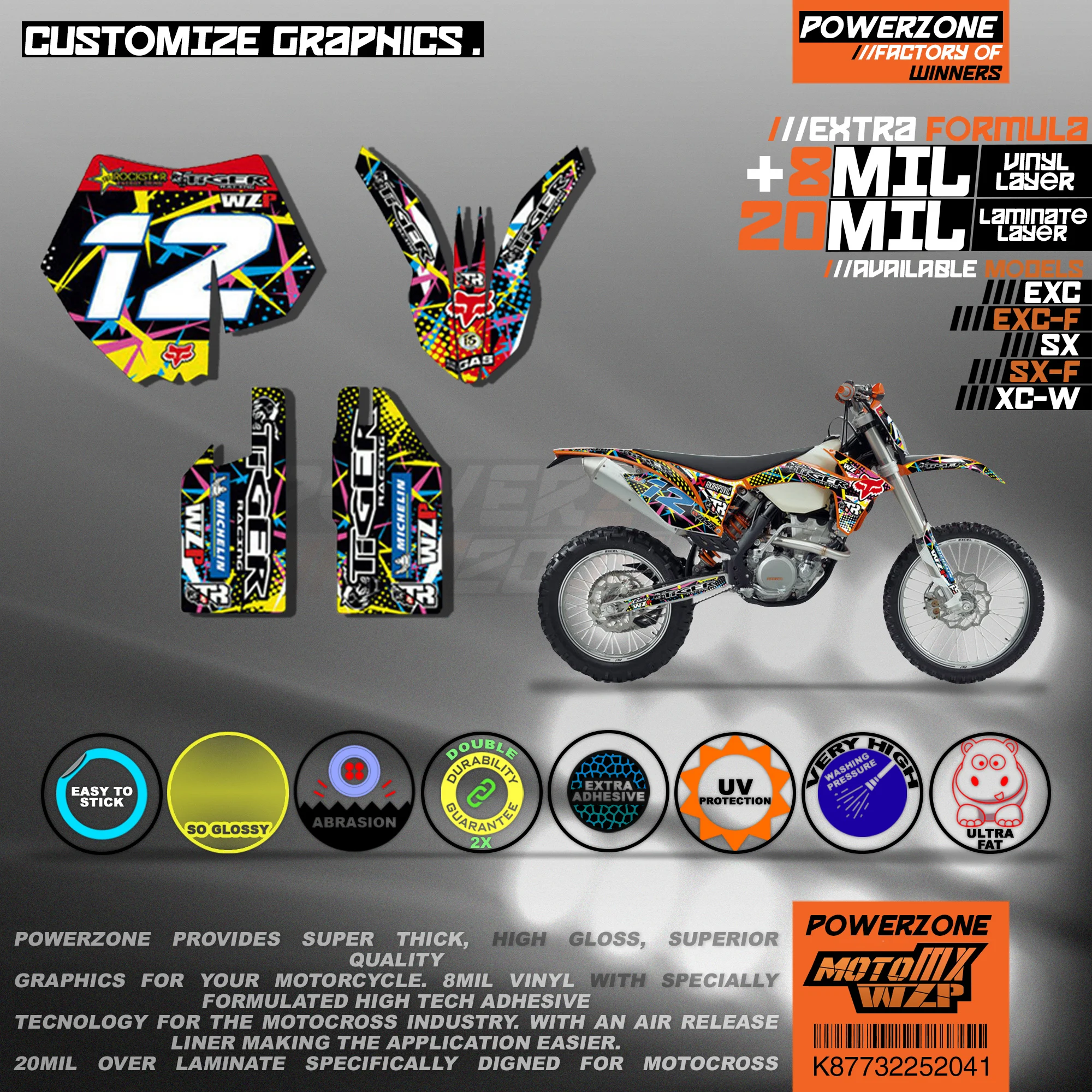 Персонализированные графические фоны PowerZone Team наклейки 3M Набор наклеек для KTM SX SXF
