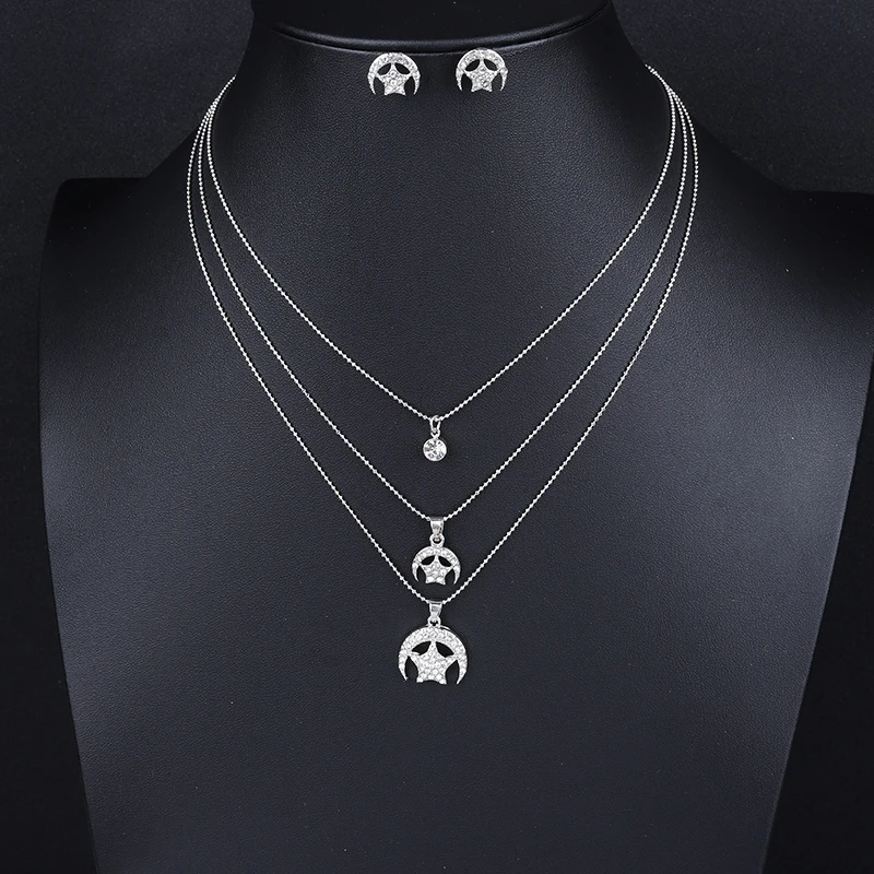 Регулируемые Серебряные наборы ювелирных изделий 3 шт./компл. винтажная подвеска