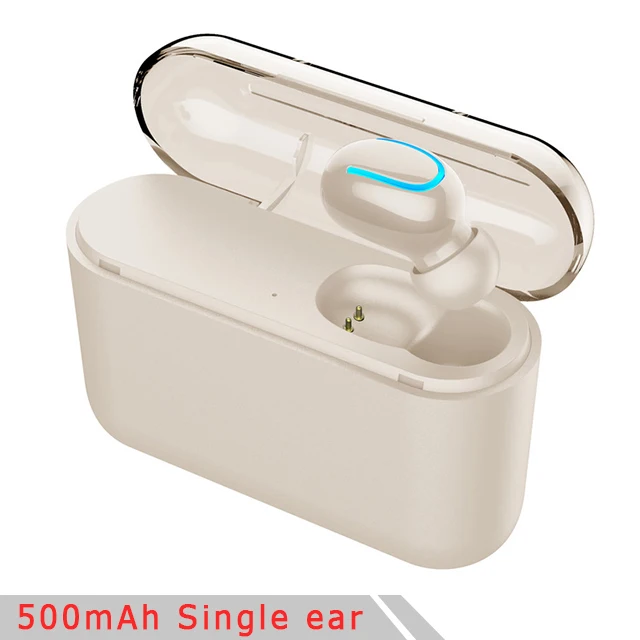 skin Single ear Bluetooth 5,0 наушники TWS мини Беспроводные спортивные наушники гарнитура стерео наушники с усиленными басами с зарядным устройством 1500 мАч power bank - Цвет: skin Single ear