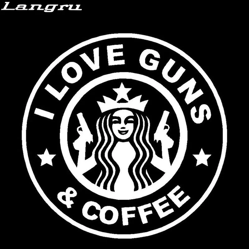 Langru I Love Guns And Coffee забавная виниловая наклейка на окно стильная для автомобиля s