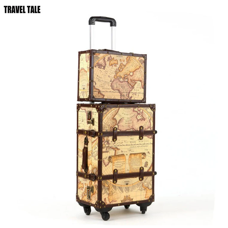 Тележки TRAVEL TALE 20 &quot22&quot 24 &quot винтажный чемодан на колесах со спиннером карта