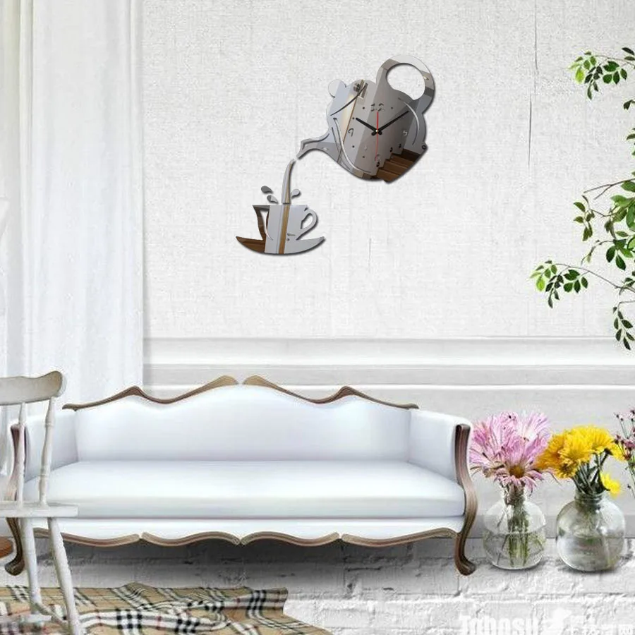 Кварцевые настенные часы с иглами современные акриловые зеркальные цифровые