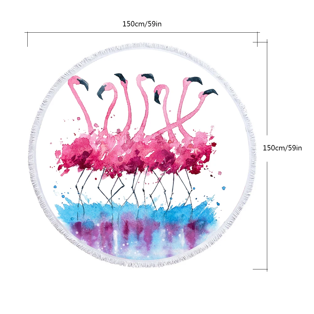 Мультфильм серии банное полотенце Фламинго микрофибра пляжное с кулиской рюкзак