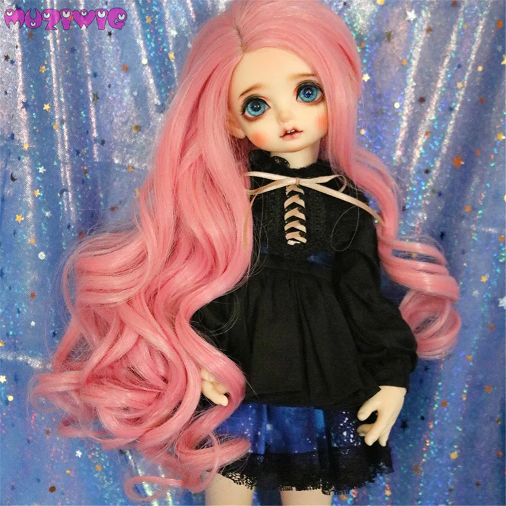

Heat Resistant Fiber Long Big Wavy Pink Wigs for 1/3 1/4 1/6 BJD Dolls