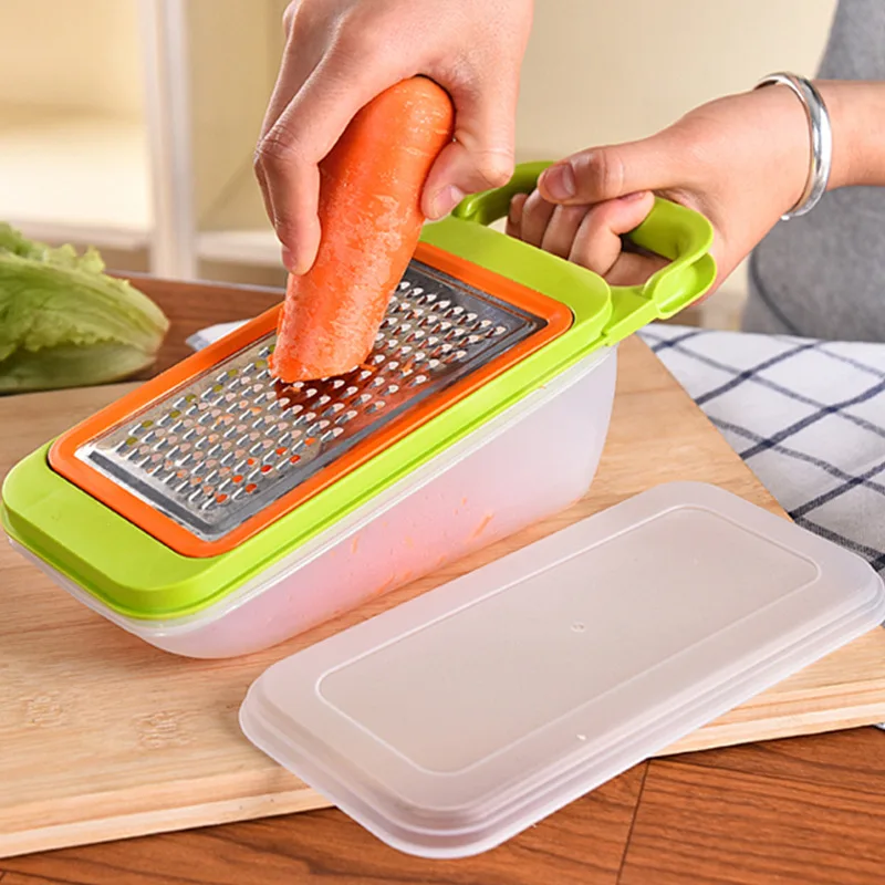 

1Set Plastic Vegetable Slicer Vegetable Grater Gadget Friut Cutter Portable Stainless Steel Blades Multifunctional Tool OK 0627