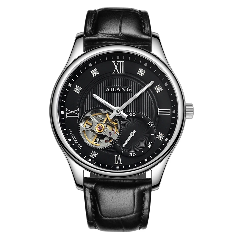 Роскошные часы Tourbillon для мужчин маленькие кожаные часов с 5 точками модные