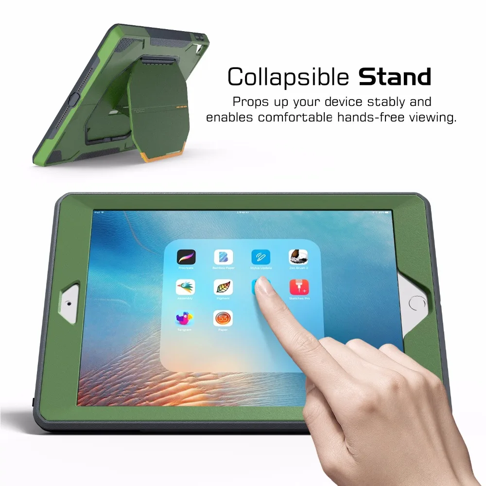 Чехол для 2018/2017 iPad 9 7 6 го/5 го поколения [Heavy Duty] ударопрочный полноразмерный