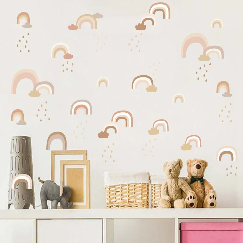 Tofok Мультяшные Радужные капли дождя DIY фотообои для детской комнаты домашний