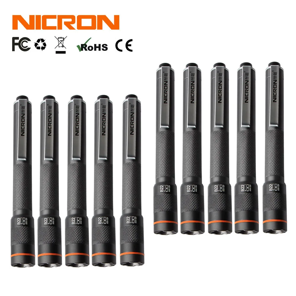 10Pcs NICRON 1 Вт 2 х ААА Цвет матч лазерная ручка фонарик 120LM 61 м дальность луча Водонепроницаемый IP65 домашний мини-фонарь лампа B22 для обслуживания и т. д - Испускаемый цвет: 10Pcs
