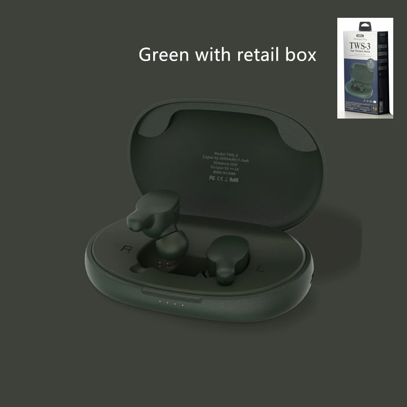 Remax TWS-3, беспроводная гарнитура, Bluetooth, наушники, наушники-близнецы, наушники с зарядным устройством, 2000 мА/ч, внешний аккумулятор для телефона - Цвет: 8
