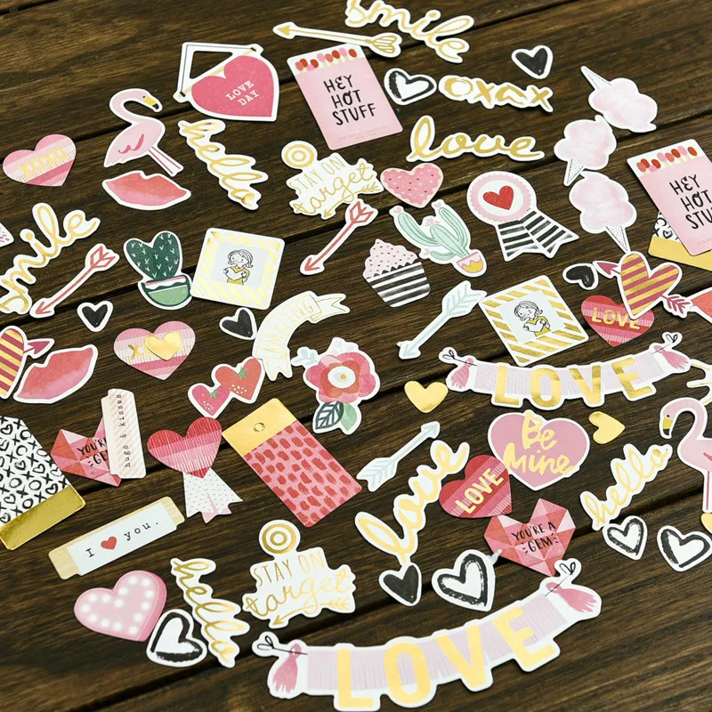 70pcs My Sweet Love Foil Gold Paper Die Cut Stickers for DIY Scrapbooking/photo album Decoration Card Making Crafts | Дом и сад