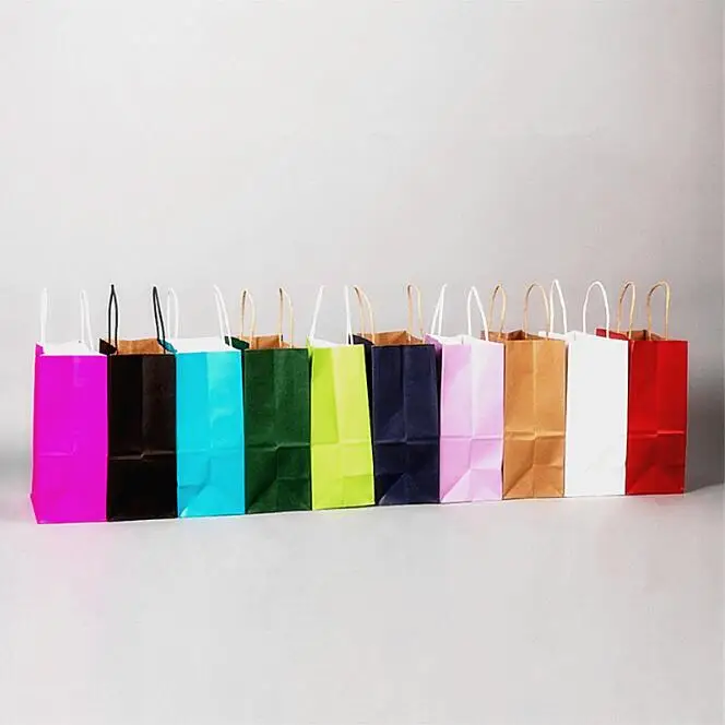 50 шт DIY Многофункциональный мягкий цветной бумажный мешок с ручками 21x15x8 см праздничный Подарочный мешок высокого качества хозяйственные сумки из крафт-бумаги