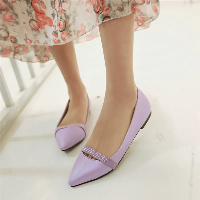 Women's spring fashion non-slip wear-resistant rubber sole ladies shoes pointed flat |