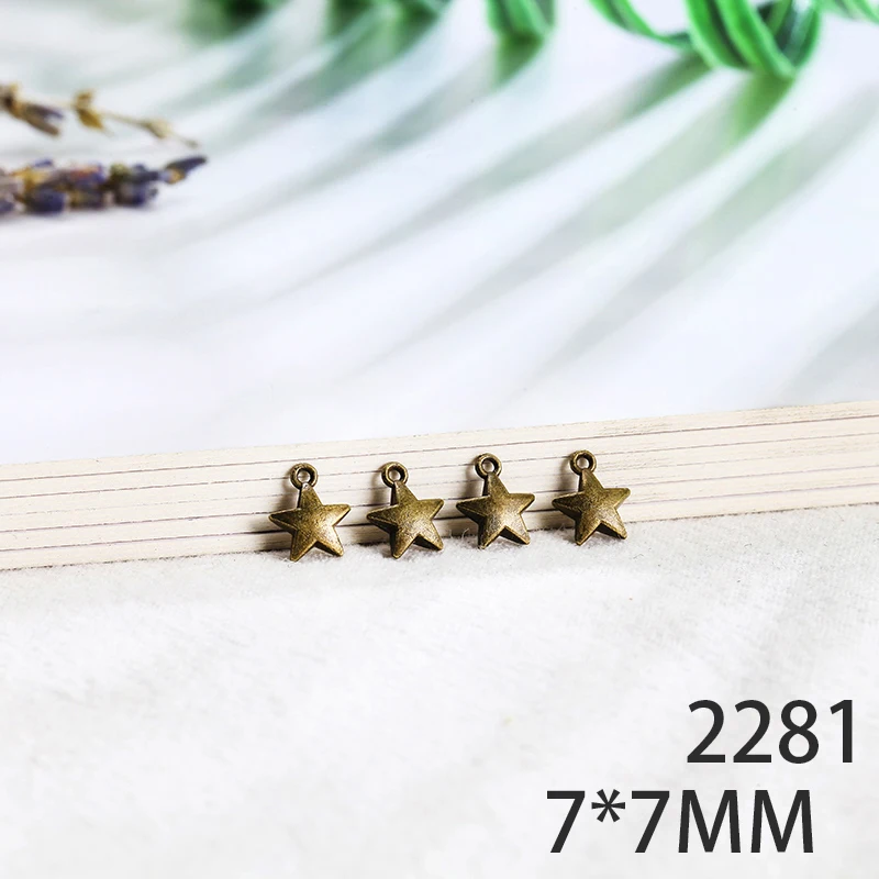 

7*7mm 30pcs Double-Sided Pentagram Alloy Pendant For Diy Jewelry Making 2 Colors Antique Silver Antique Bronze No.2281