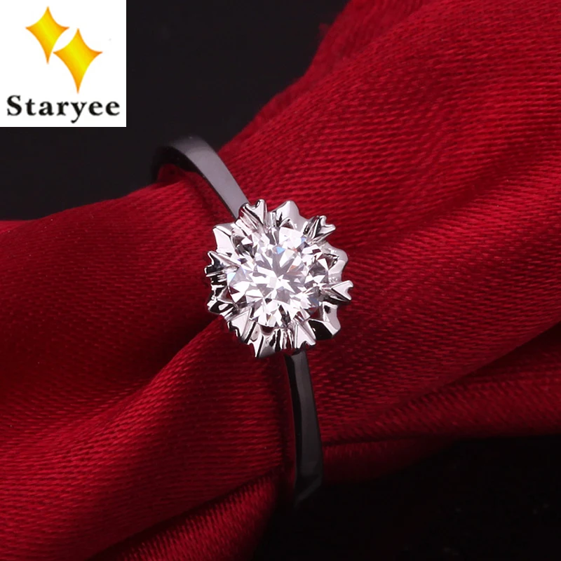 

STARYEE Luxury Pure 14K White Gold One Carat Forever One Moissanite Gems Stone Solitaire Heart Style Engagement Rings For Women