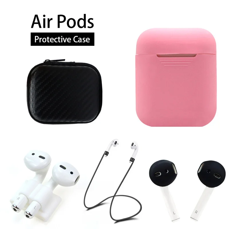 5 в 1 Наушники Аксессуары наборы для гарнитура для airpods чехол Беспроводная Bluetooth Ушная заглушка защитная коробка силиконовый головной убор чехол