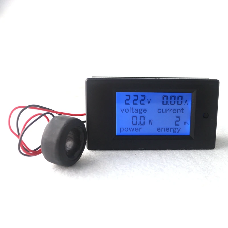 AC220V Meter Цифровой вольтметр Амперметр AC 220V 100A мощность энергии Мощность Вольт Ампер метр анализатор тока ЖК-дисплей Синяя подсветка трансформатор катушка - Цвет: AC220V Meter