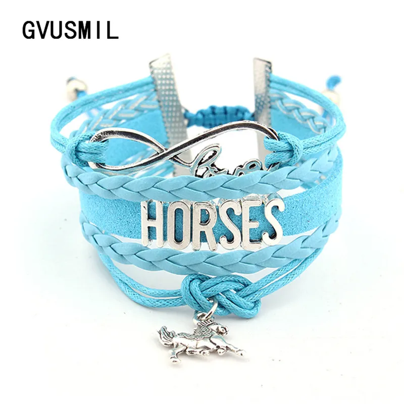 

Antique Infinity Alloy Cuff Charm Leather Bracelet Bangle With Horse For Women Kids Multilayer Bracelets Jewelry