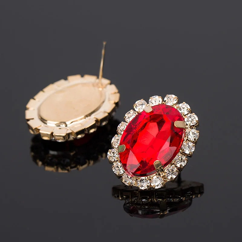 Женские серьги с разноцветными кристаллами YFJEWE серьги-гвоздики овальной формы
