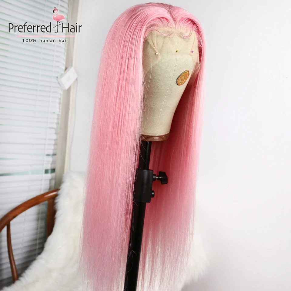 Парик из натуральных волос, светильник из натуральных волос, цвет синий, розовый, парик из натуральных волос для женщин