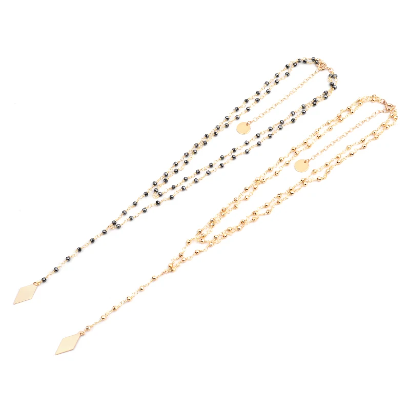 Multilayer Boho Women Pendant Necklaces Jewelry Ladies Gold-color Twisted Crystal Beads Chain Necklace Mujer Bijoux Gift NKS241 | Украшения