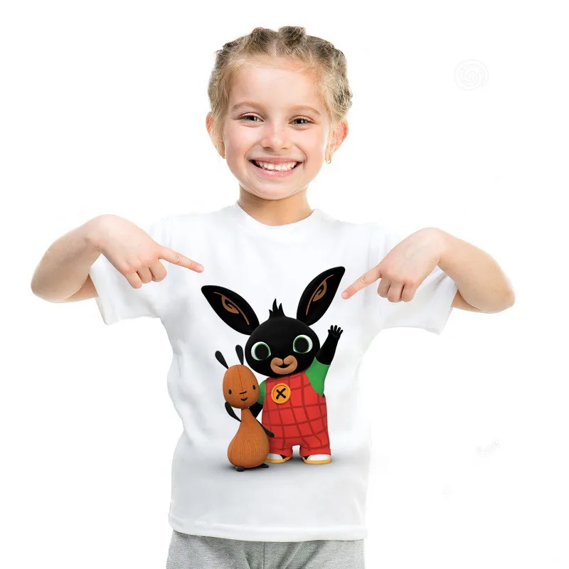 Bing Bunny/Детские футболки для мальчиков милый летний детский топ с короткими