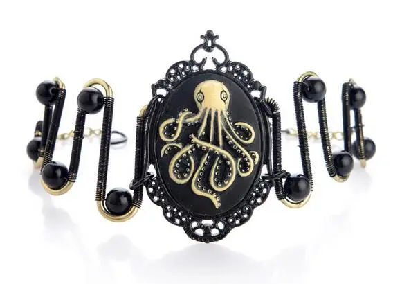 

Octopus pattern black gothic steampunk bracelet