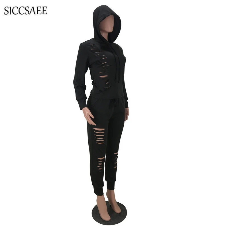 Толстовки с вырезами и дырками комплект из двух предметов Осень зима 2018