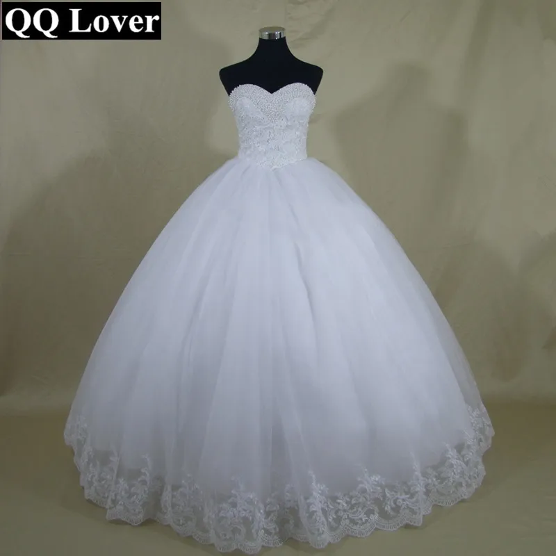 QQ Lover 2019 Последние Bling Жемчуг Роскошные свадебное платье плюс размеры