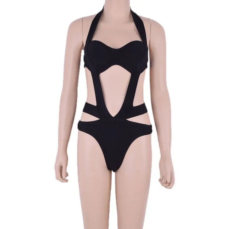 

2019 Jumpsuit Sexy Celebrity Backless Elegant PinkHollow Out Women Halter Night Club Strapless Bodysuit Party Jumpsuit Wholesale