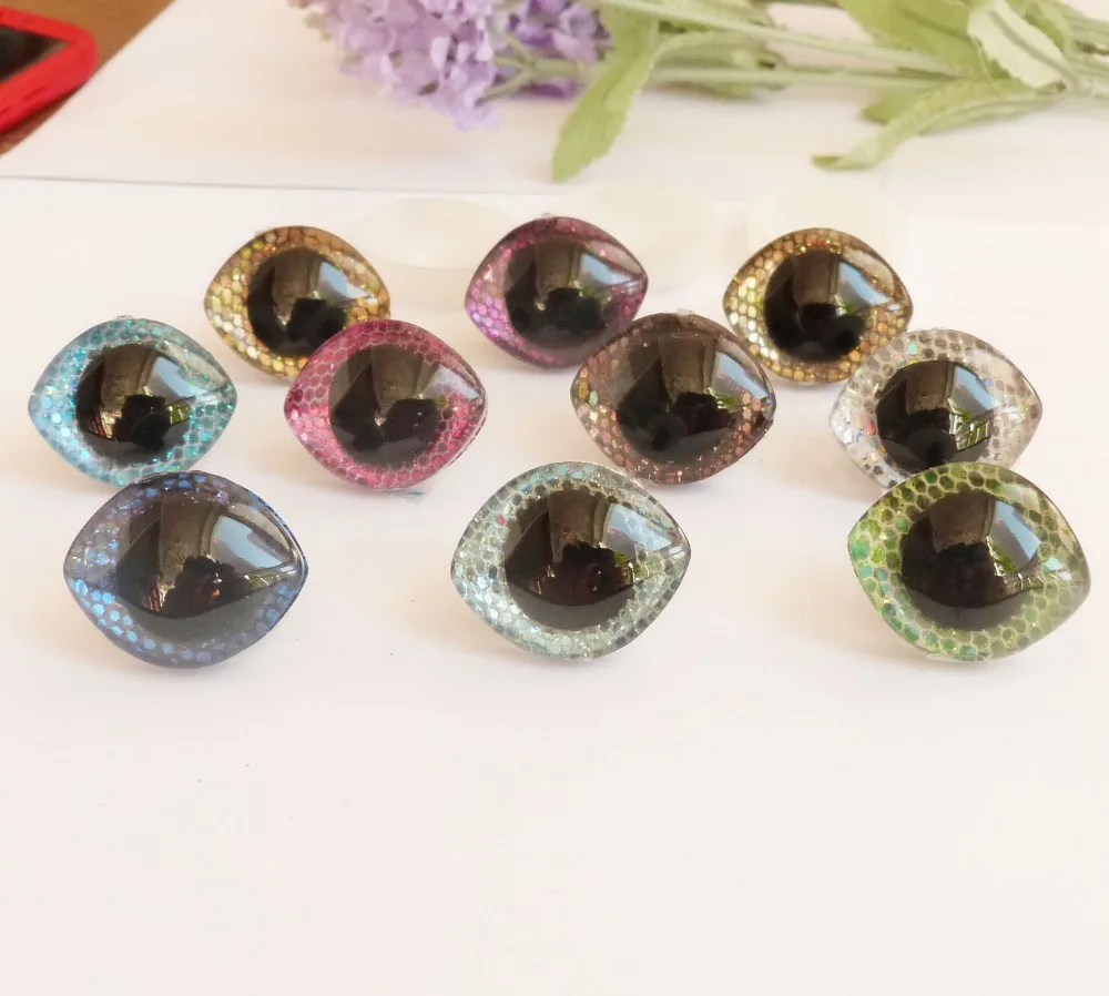 new 20pcs/lot 28x23mm Oval trapezoid plastic clear safety toy eyes doll findings+ glitter Nonwovens + washer--color option--sp | Игрушки и