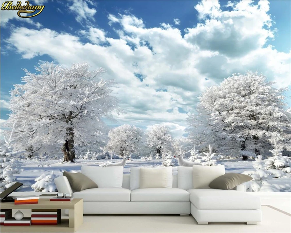 Обои для фотосъемки на заказ Красивые Зимние Снежные пейзажи HD лося гостиная ТВ