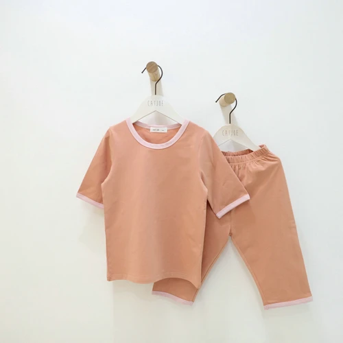 Pink Для маленьких мальчиков пижамы, комплект пижам пижамы для девочек; сезон лето одежда для сна детская одежда для сна для малышей Топ+ штаны Модель однотонной на возраст от 18 мес. до 15 лет - Цвет: Pink