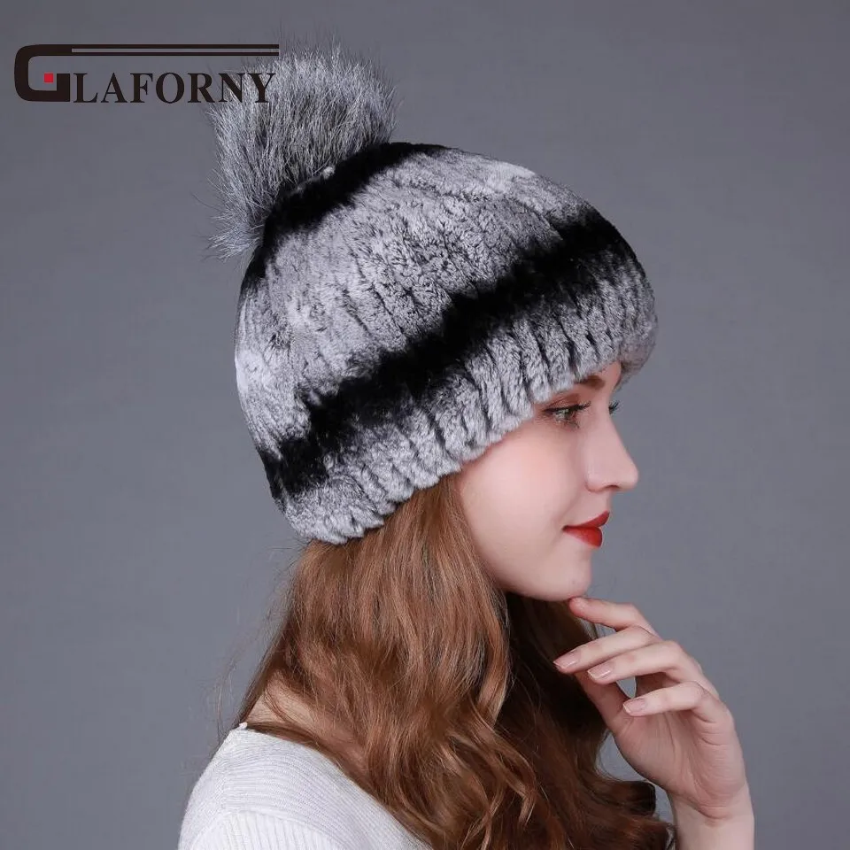 Glaforny 2017 хит продаж стильные женские шапки из натурального меха вязаные кролика